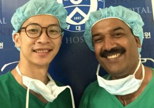 Dr. Rakesh Dhupia Jain with one surgeon, showcasing their professional camaraderie.