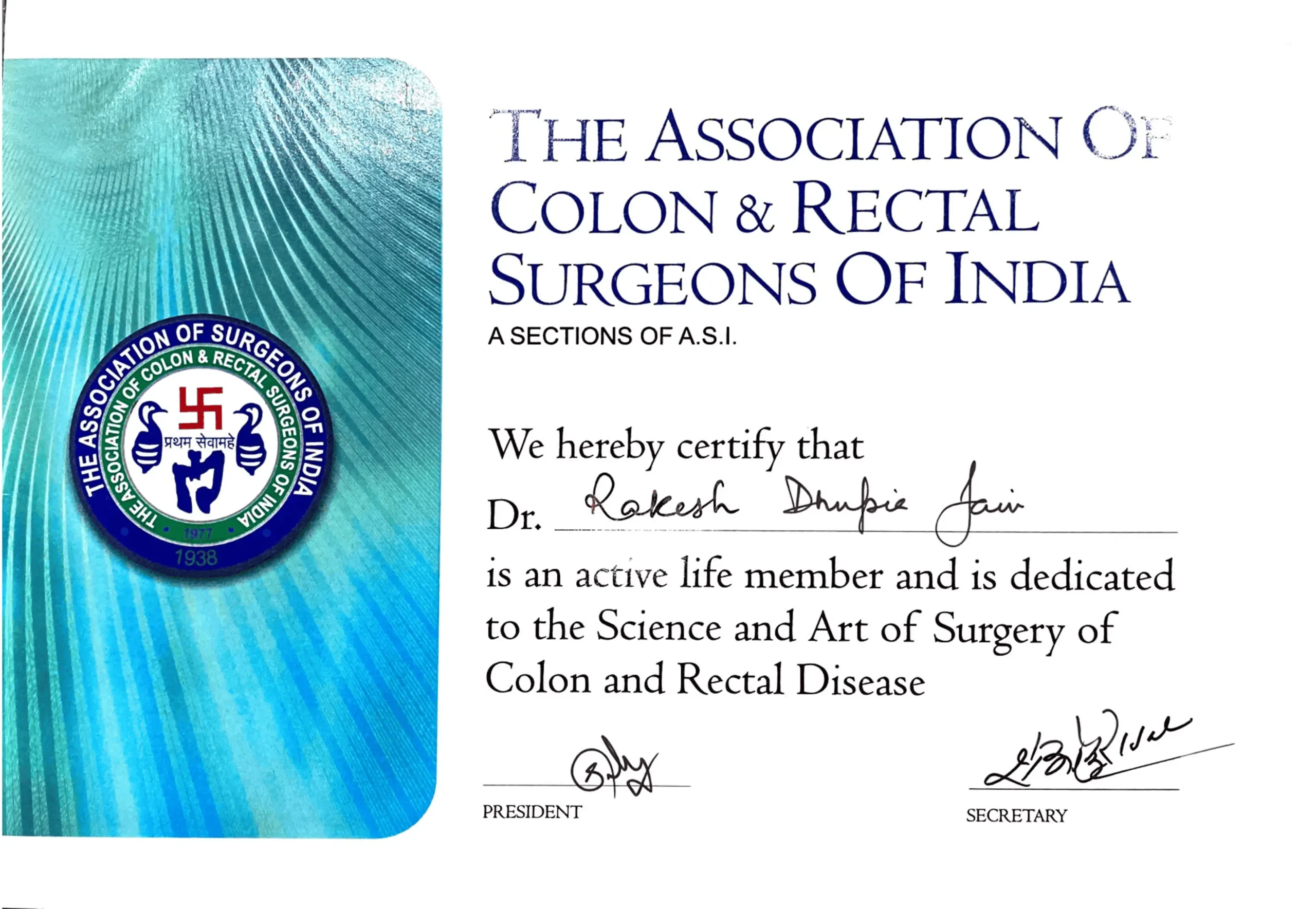 ACRSI Membership certificate